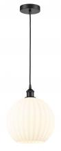 Innovations Lighting 616-1P-BK-G1217-12WV - White Venetian - 1 Light - 12 inch - Matte Black - Cord Hung - Mini Pendant