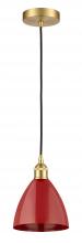 Innovations Lighting 616-1P-SG-MBD-75-RD - Plymouth - 1 Light - 8 inch - Satin Gold - Cord hung - Mini Pendant