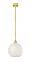 Innovations Lighting 616-1S-SG-G1216-12WM - White Mouchette - 1 Light - 12 inch - Satin Gold - Stem Hung - Mini Pendant