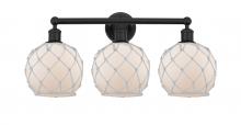 Innovations Lighting 616-3W-BK-G121-8RW - Farmhouse Rope - 3 Light - 26 inch - Matte Black - Bath Vanity Light