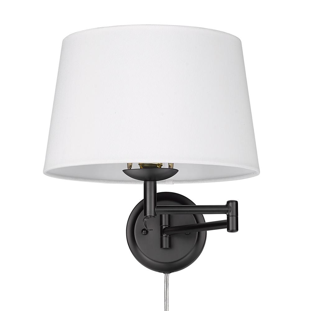 Eleanor Articulating Wall Sconce in Matte Black with Modern White Shade