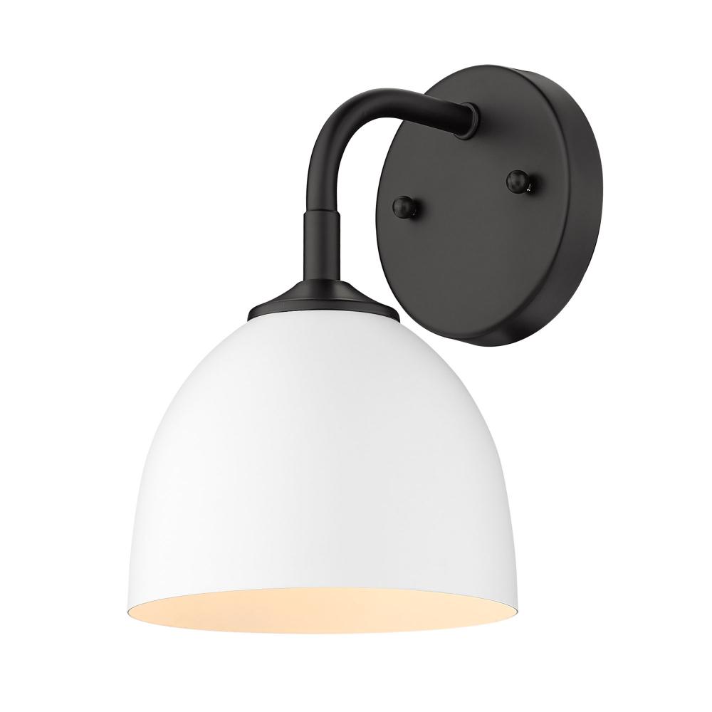 Zoey 1-Light Wall Sconce in Matte Black with Matte White Shade