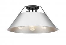 Golden 3306-3FM BLK-CH - Orwell BLK 3 Light Flush Mount in Matte Black with Chrome shade