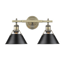 Golden 3306-BA2 AB-BLK - Orwell AB 2 Light Bath Vanity in Aged Brass with Matte Black shades