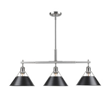 Golden 3306-LP PW-BLK - Orwell 3-Light Linear Pendant in Pewter with Matte Black