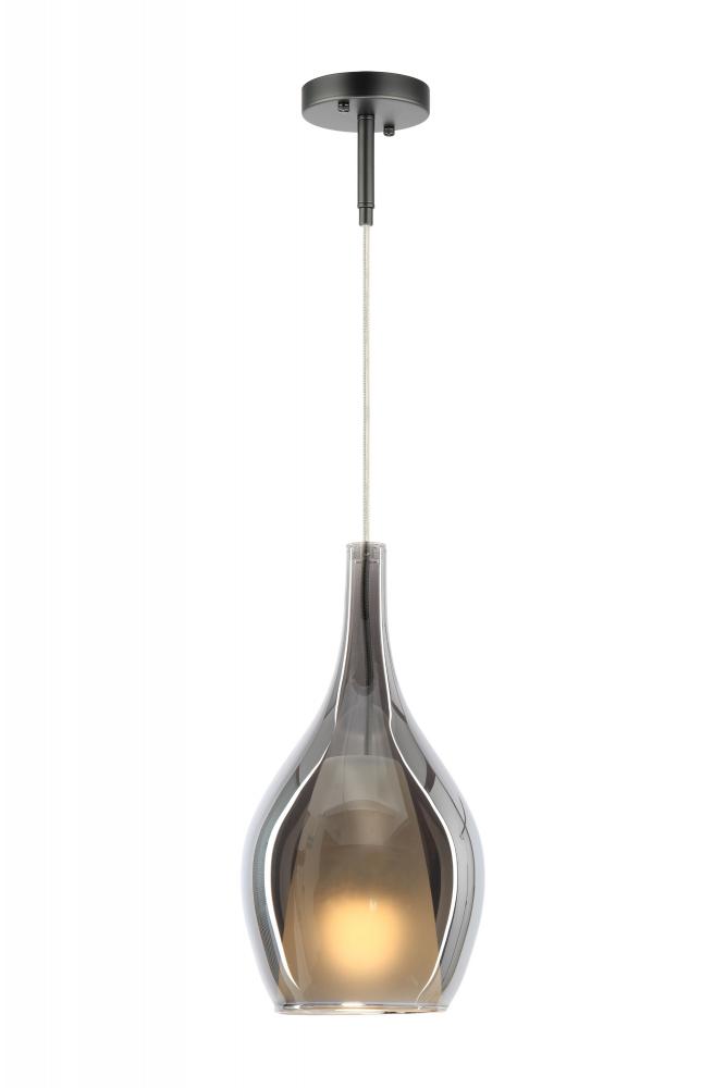 1 LT "JERICHO" D7.9" MATTE BLACK+ SM GLASS PENDANT E26