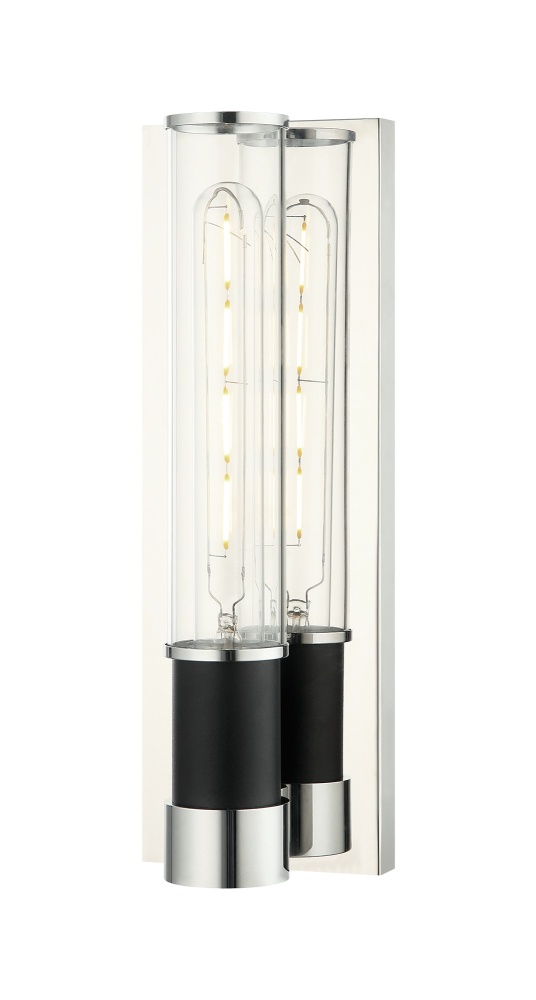Tubo Matte Black + Chrome Wall Sconce