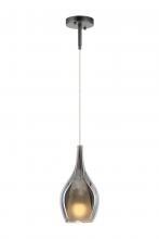 Matteo Lighting C37501MBSM - 1 LT "JERICHO" D5.9" MATTE BLACK+ SM GLASS PENDANT E26