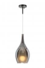 Matteo Lighting C37521MBSM - 1 LT "JERICHO" D7.9" MATTE BLACK+ SM GLASS PENDANT E26