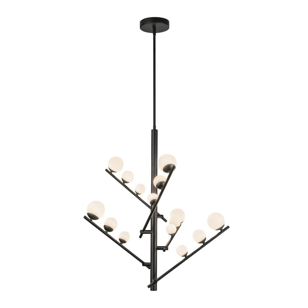 Juniper 5 Head Black/Opal Glass LED Chandelier