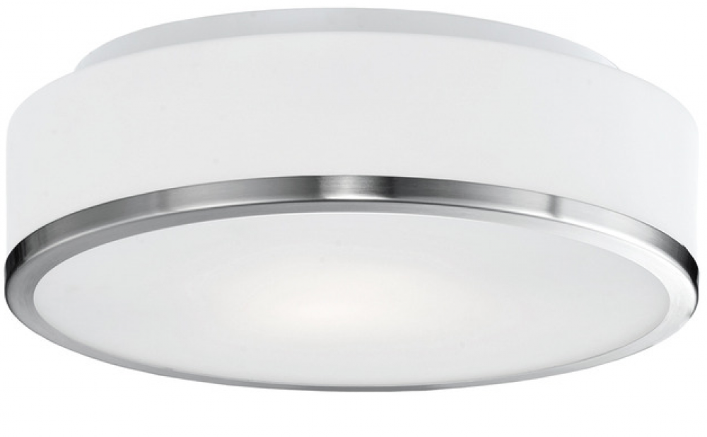 Charlie 12-in Brushed Nickel 2 Lights Flush Mount