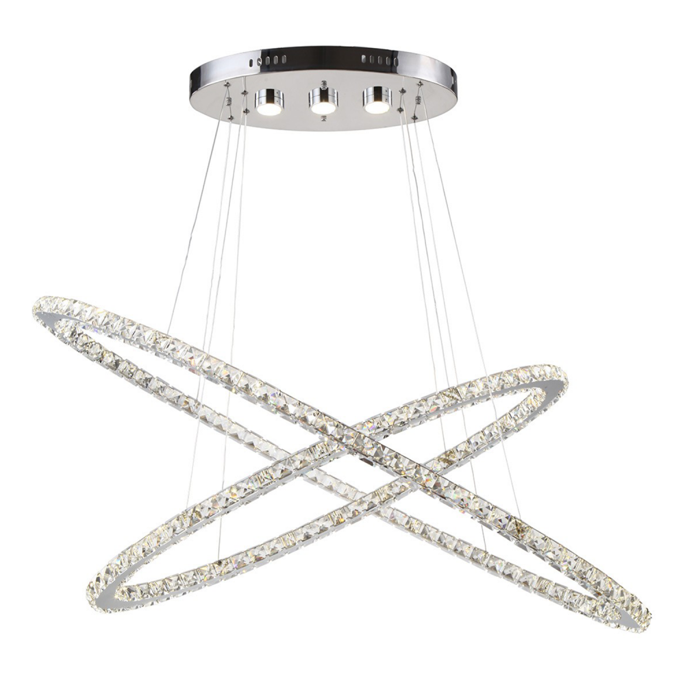 LED 48" Modern 2-Tier Oval Ring Crystal Chandelier