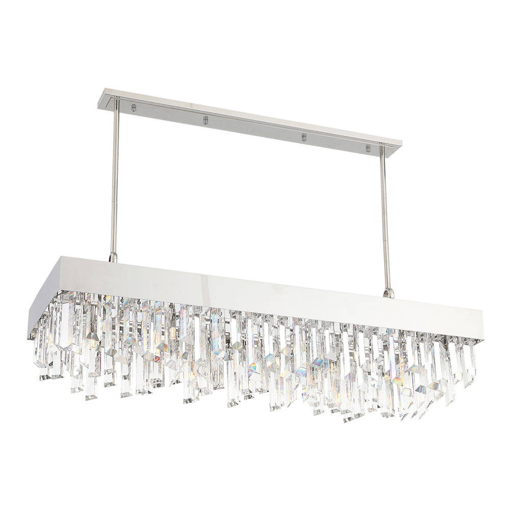 12-Light 48" Polished Nickel Metal Shade Crystal Chandelier