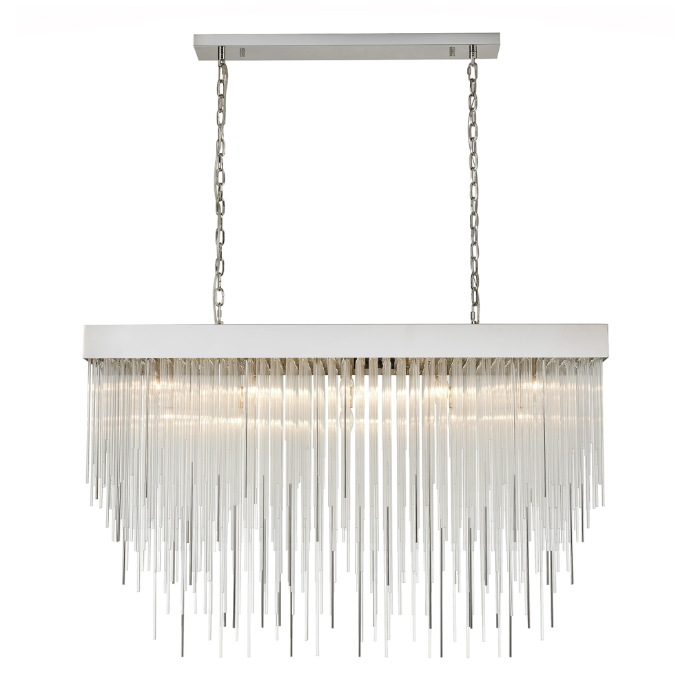 17-Light 48" Rectangular Polished Nickel Crystal Chandelier