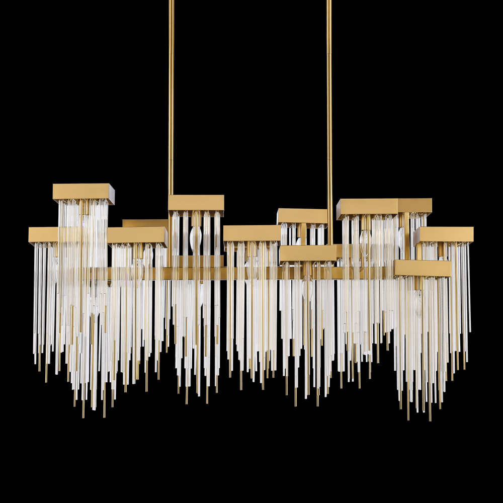 16-Light Cityscape Aged Brass Crystal Chandelier