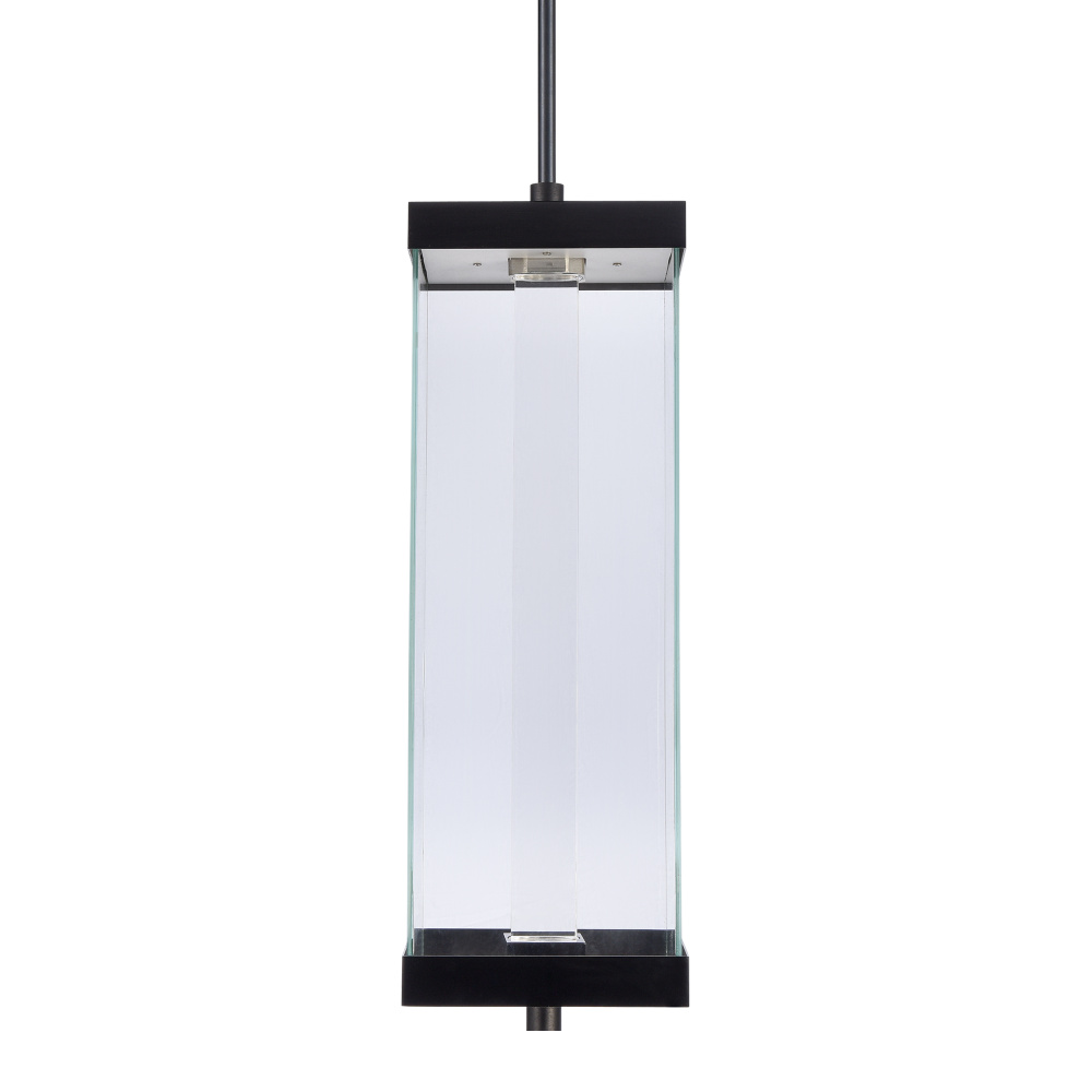Claro Outdoor LED 24" Square Glass Crystal Pendant in Matte Black