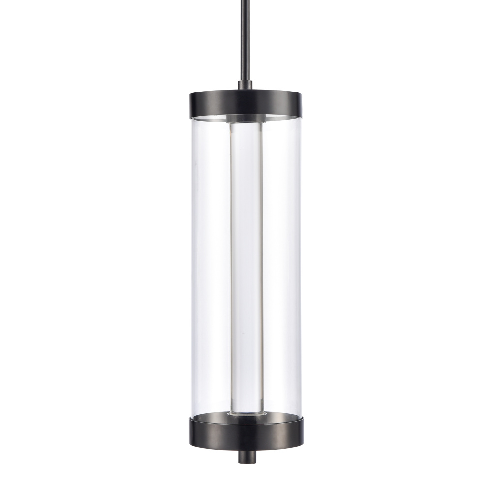 Claro Outdoor LED 24" Round Glass Crystal Pendant in Matte Black