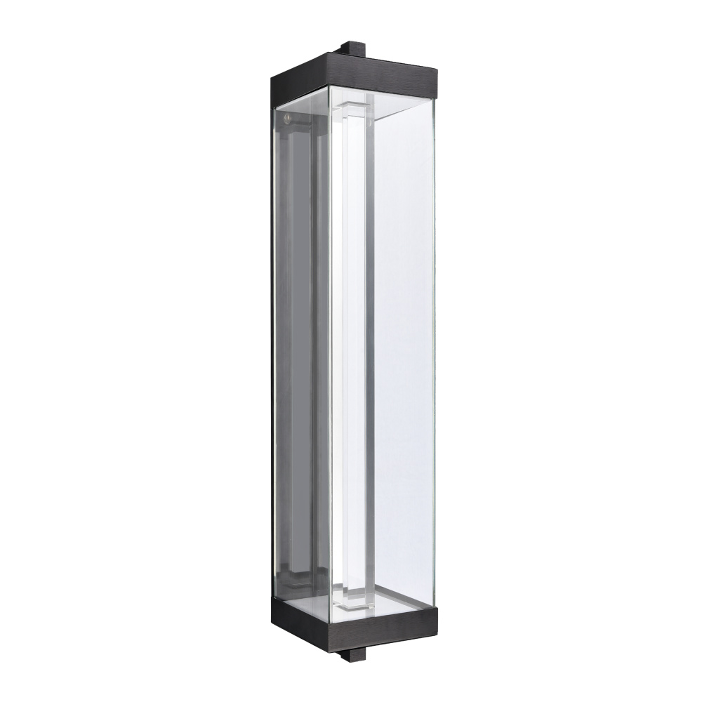 Claro Outdoor LED 35" Square Glass Crystal Sconce in Matte Black