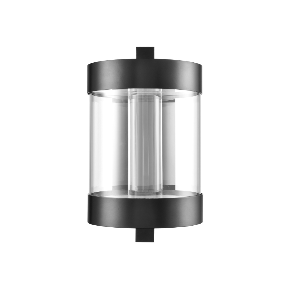 Claro Outdoor LED 12" Round Glass Crystal Sconce in Matte Black