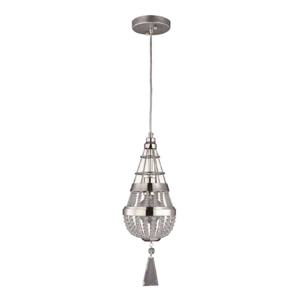 Single Light 6" Crystal Vertical Polished Nickel Pendant