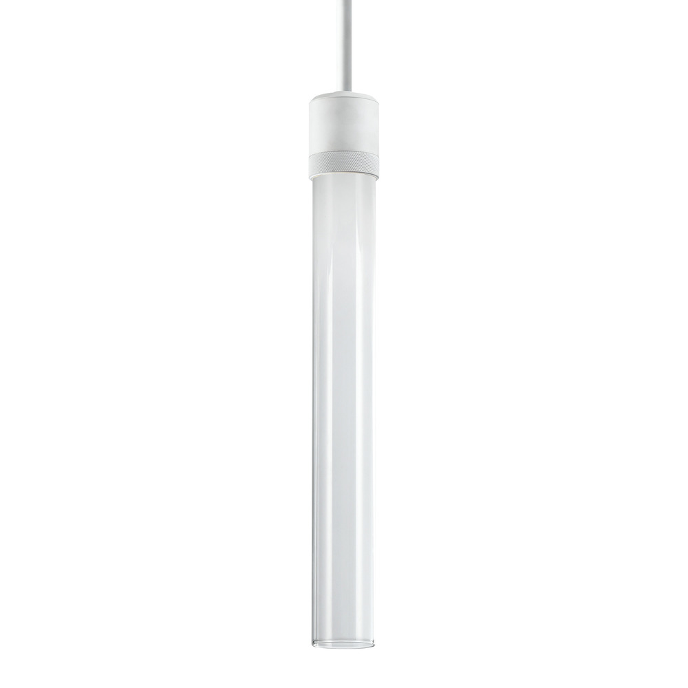3" LED 3CCT Vertical Cylindrical Pendant Light, 18" Clear Glass and Matte White Finish