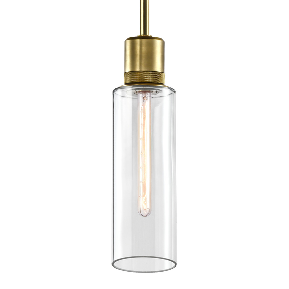 Zigrina 18" Glass Drum E26 Pendant with Knurled Ring Aged Brass