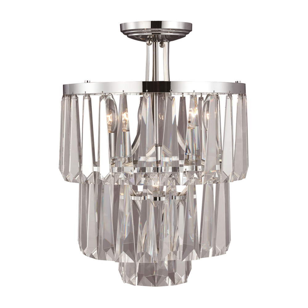 4-Light 14" Crystal Semi Flush Mount