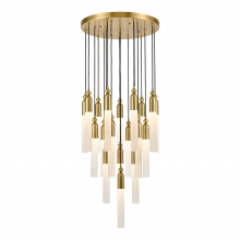 ZEEV Lighting CD10320-19-AGB - 19-Light 25" Cylindrical Glass Aged Brass Multi Pendant