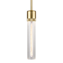 ZEEV Lighting P11705-E26-AGB-G3 - 3" E26 Cylindrical Pendant Light, 12" Fluted Glass and Aged Brass Finish