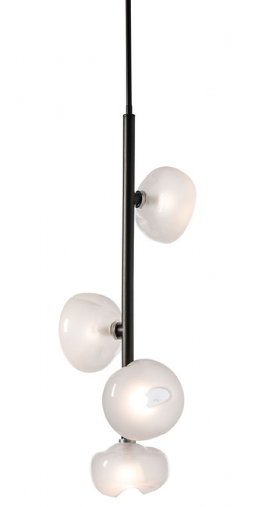 Ume Vertical Pendant - Modern Brass, Frosted Shade