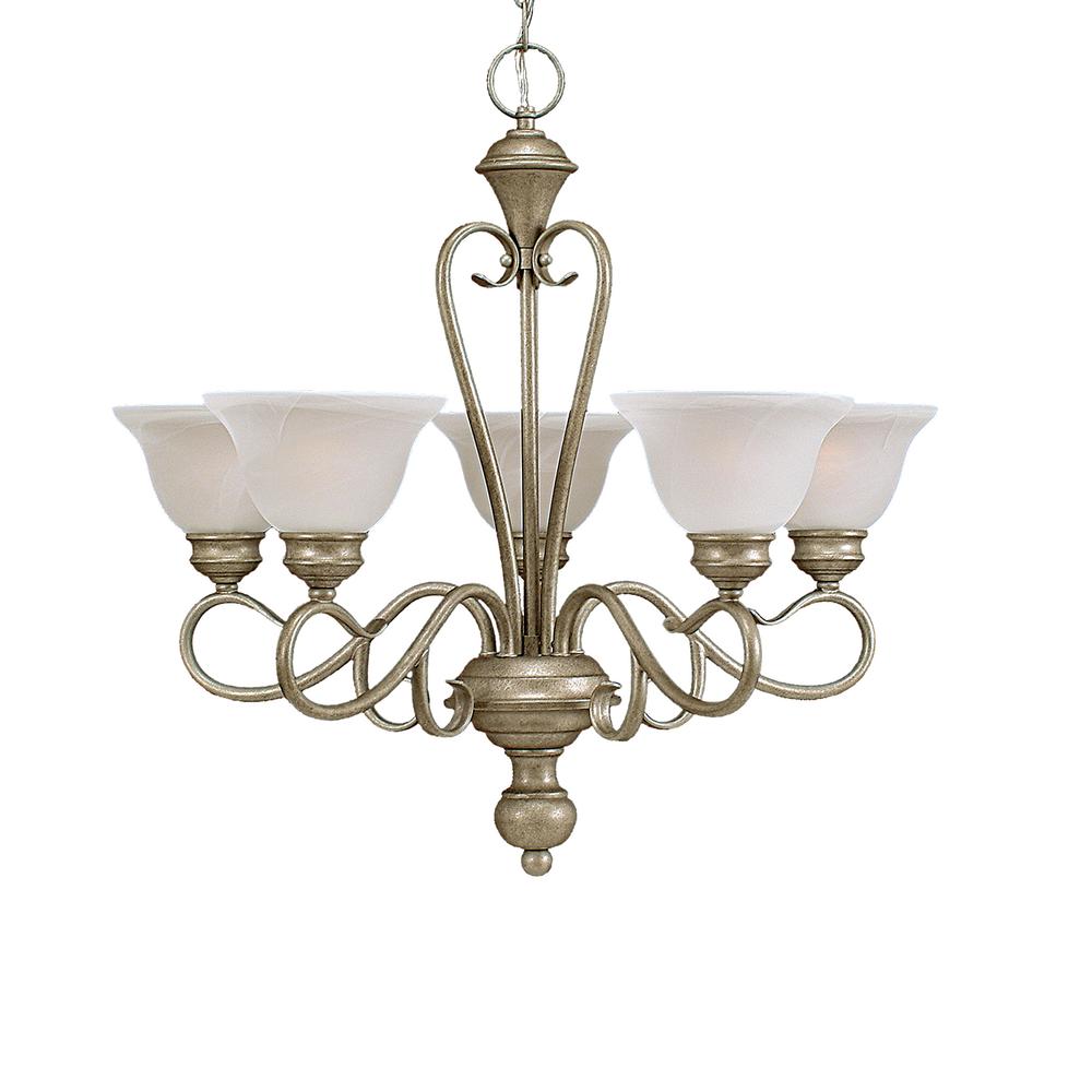 Five Light Nickel Up Chandelier