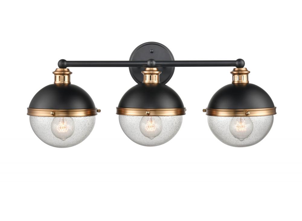 Ellmira 3-Light Vanity Matte Black/ Aged Brass