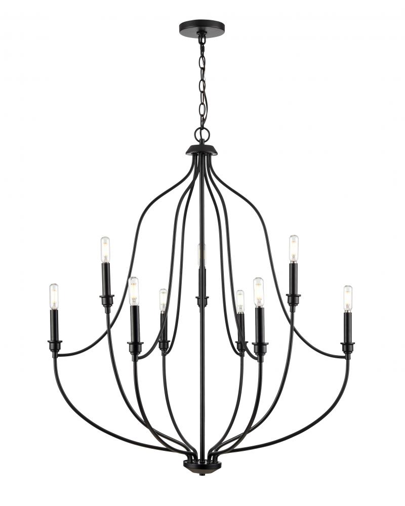 Senoia 9-Light Chandelier Ceiling Light Matte Black