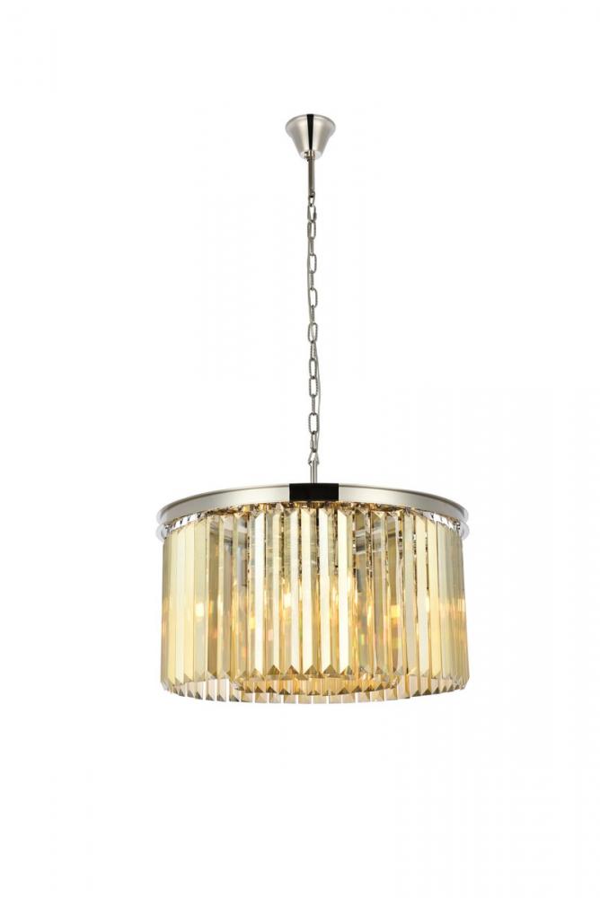 Sydney 8 Light Polished Nickel Chandelier Golden Teak (Smoky) Royal Cut Crystal