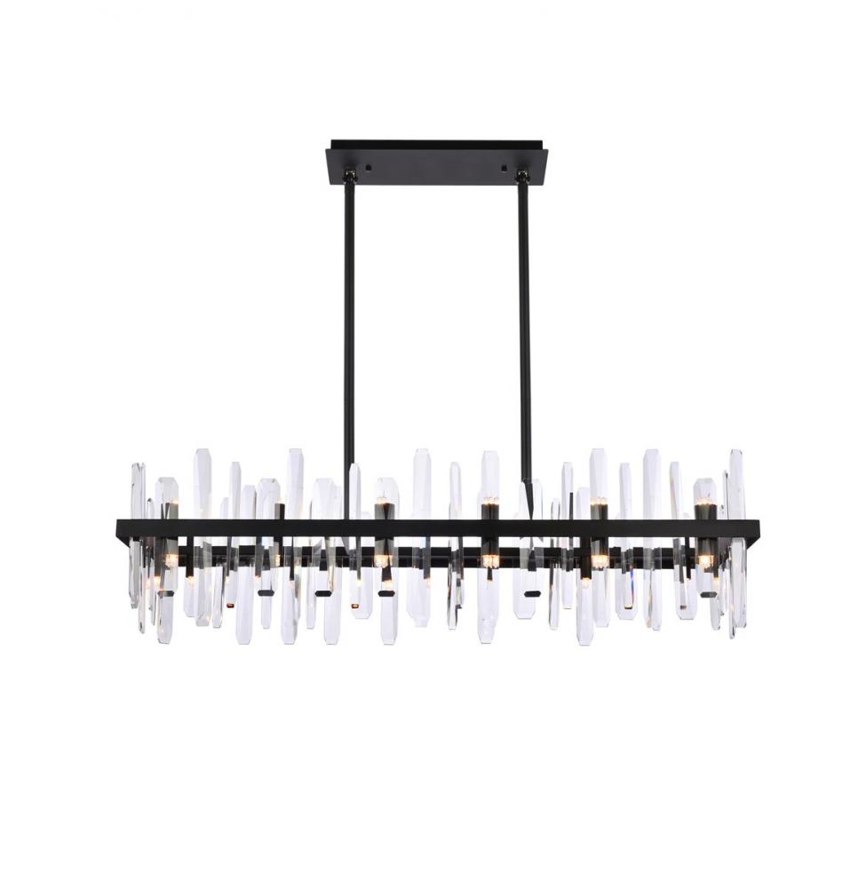 Serena 42 Inch Crystal Rectangle Chandelier in Black