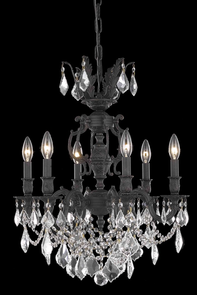 Marseille 6 light Dark Bronze Chandelier Clear Royal Cut Crystal