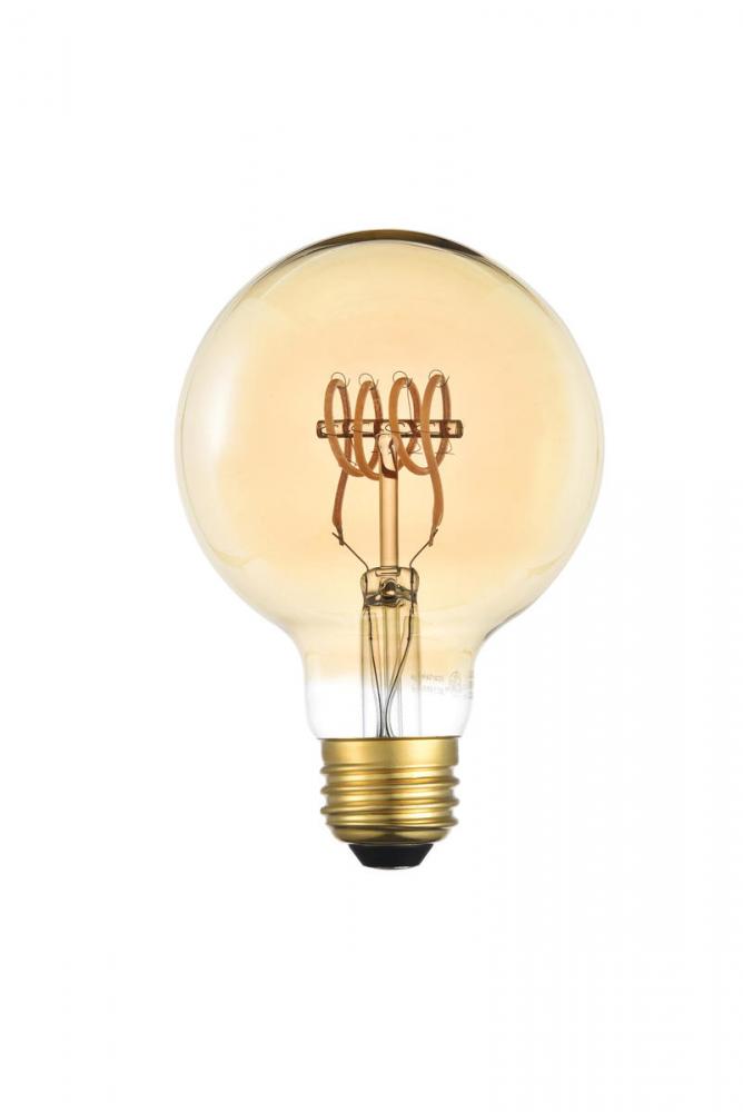 LED Decorative Helix horizontal 2000K nostaligic filament 6 watts 300 lumens amber tint G25 LT bulb