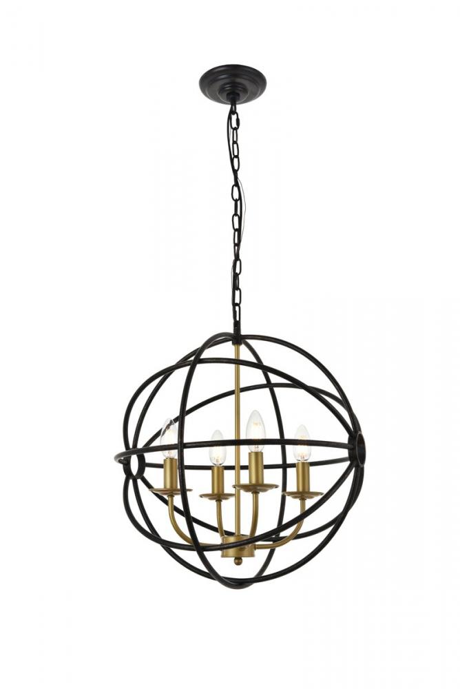 Octavia 4 Light Brass and Dark Brown Pendant