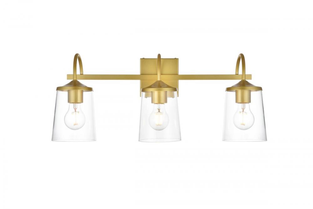 Avani 3 Light Brass and Clear Bath Sconce