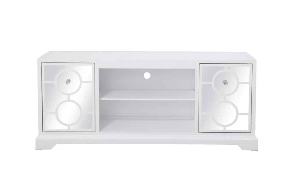 60 In. Mirrored Tv Stand in White