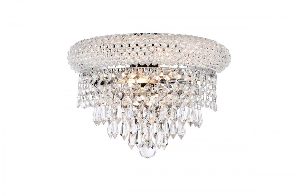 Primo 2 Light Chrome Wall Sconce Clear Royal Cut Crystal