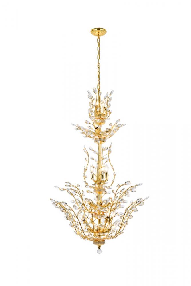 Orchid 25 light Gold Chandelier Clear Royal Cut Crystal