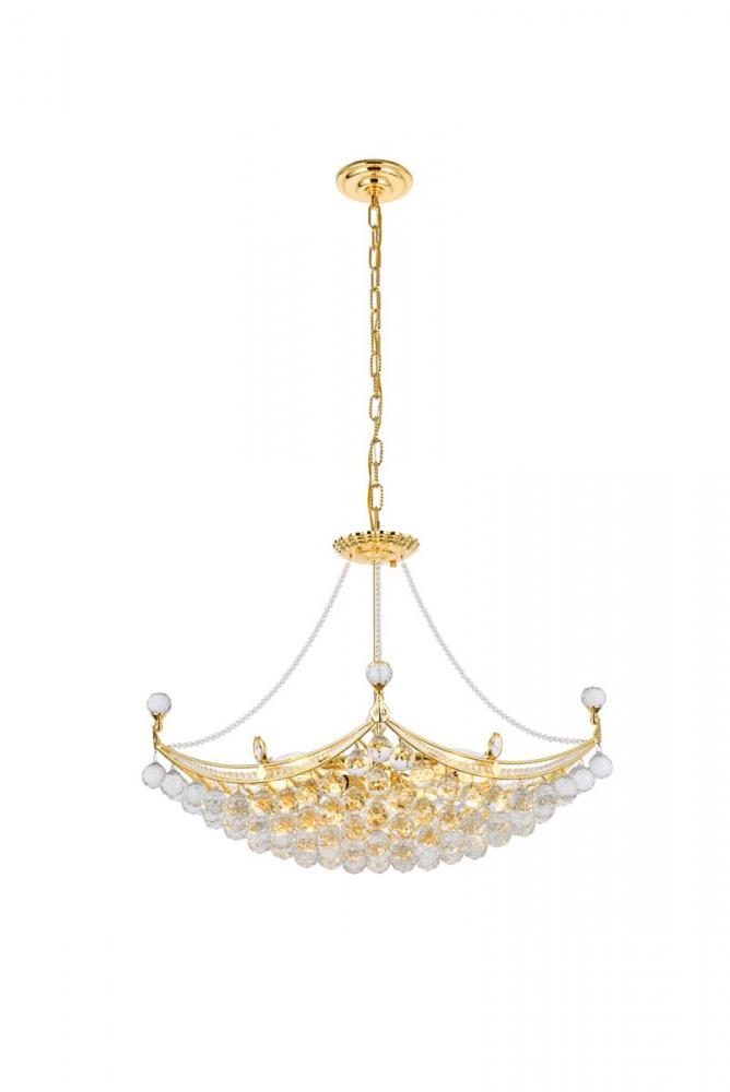 Corona 8 Light Gold Chandelier Clear Royal Cut Crystal