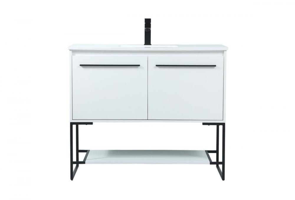 40 Inch Single Bathroom Vanity in White