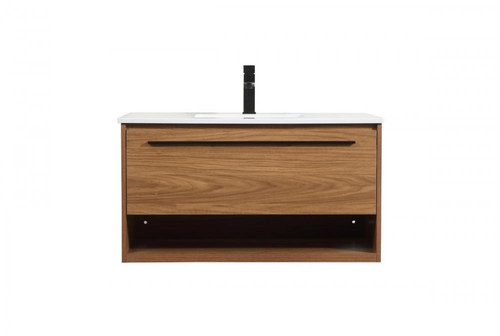 36 Inch Single Bathroom Vanity in Walnut Brown