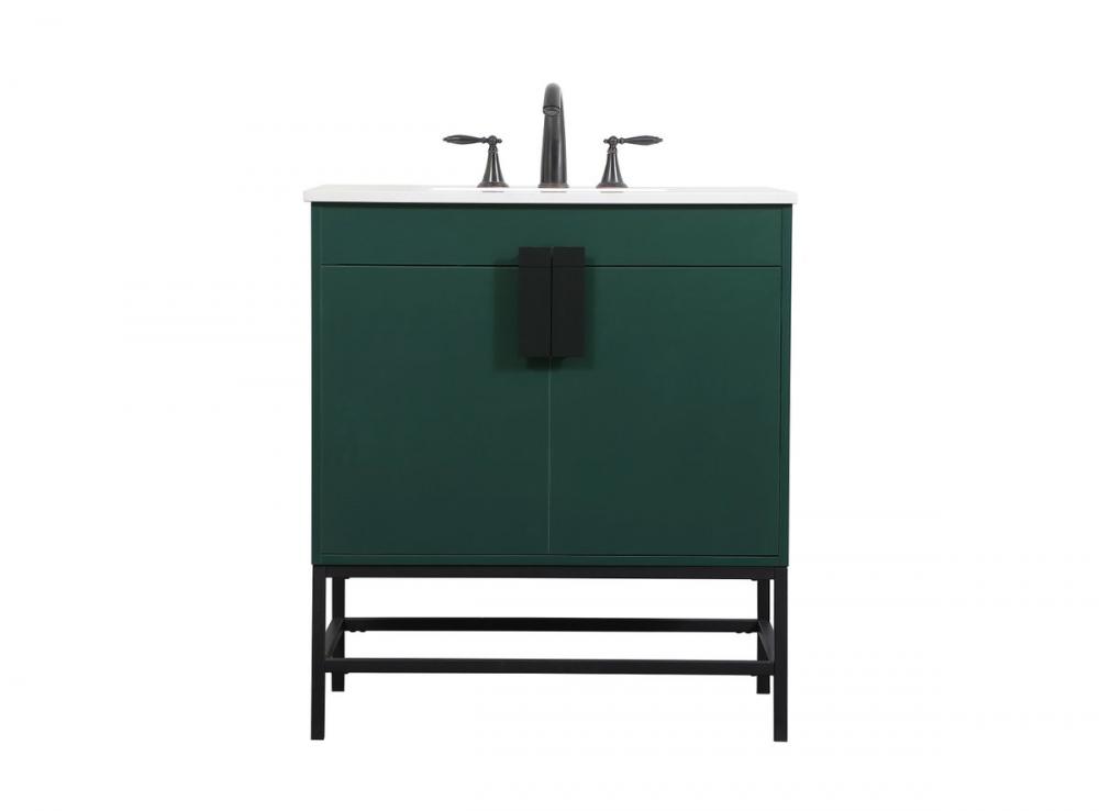 30 Inch Single Bathroom Vanity in Green