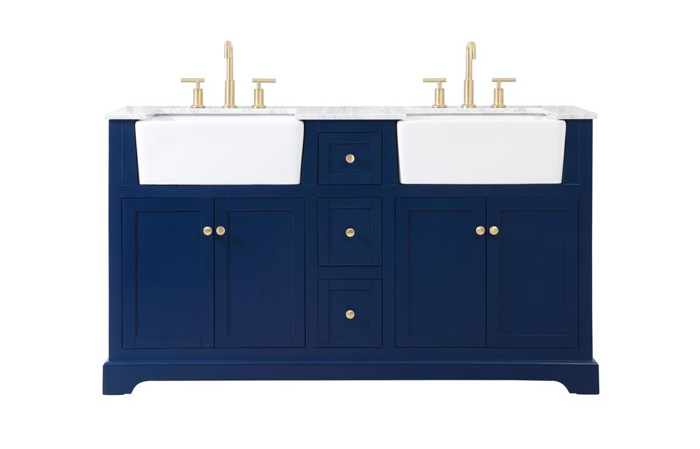 60 Inch Double Bathroom Vanity in Blue