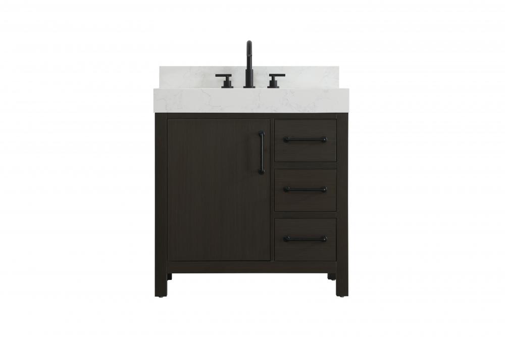 Vanity Cabinet 2DW 32"W x 22"D x 34"H Mocha Brownw/BS