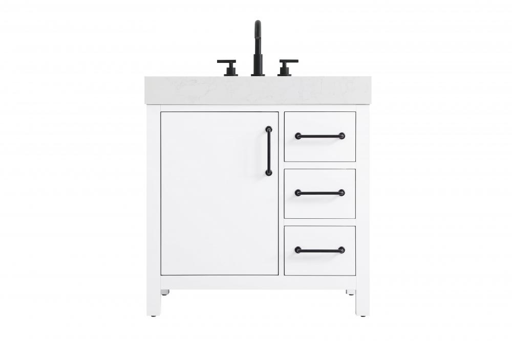 Vanity Cabinet 1DR 3DW 32"W x 22"D x 34"H White
