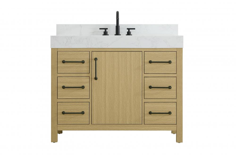 Vanity Cabinet 1DR 6DW 42"W x 22"D x 34"H Honey Brownw/BS